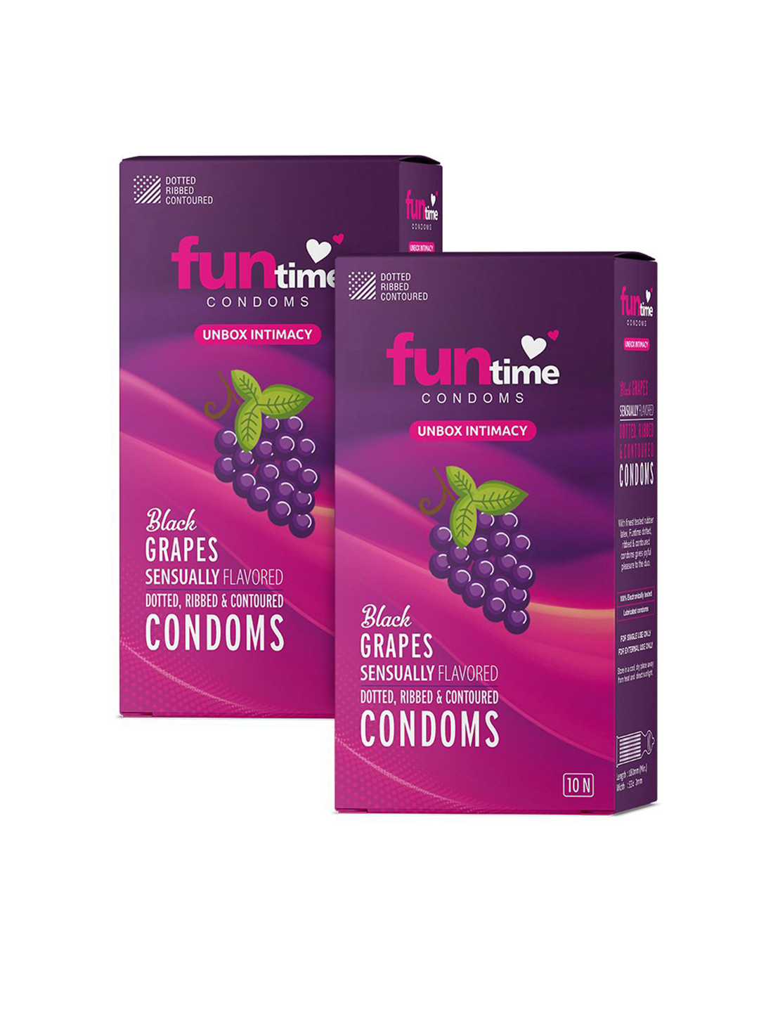 Funtime Pack Of 2 Long Lasting Dotted & Ribbed Climax Control Condoms - 20 Pcs