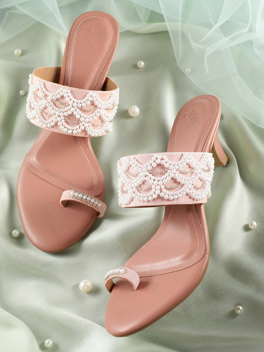 House of Pataudi Ethnic Embellished Kitten Heels