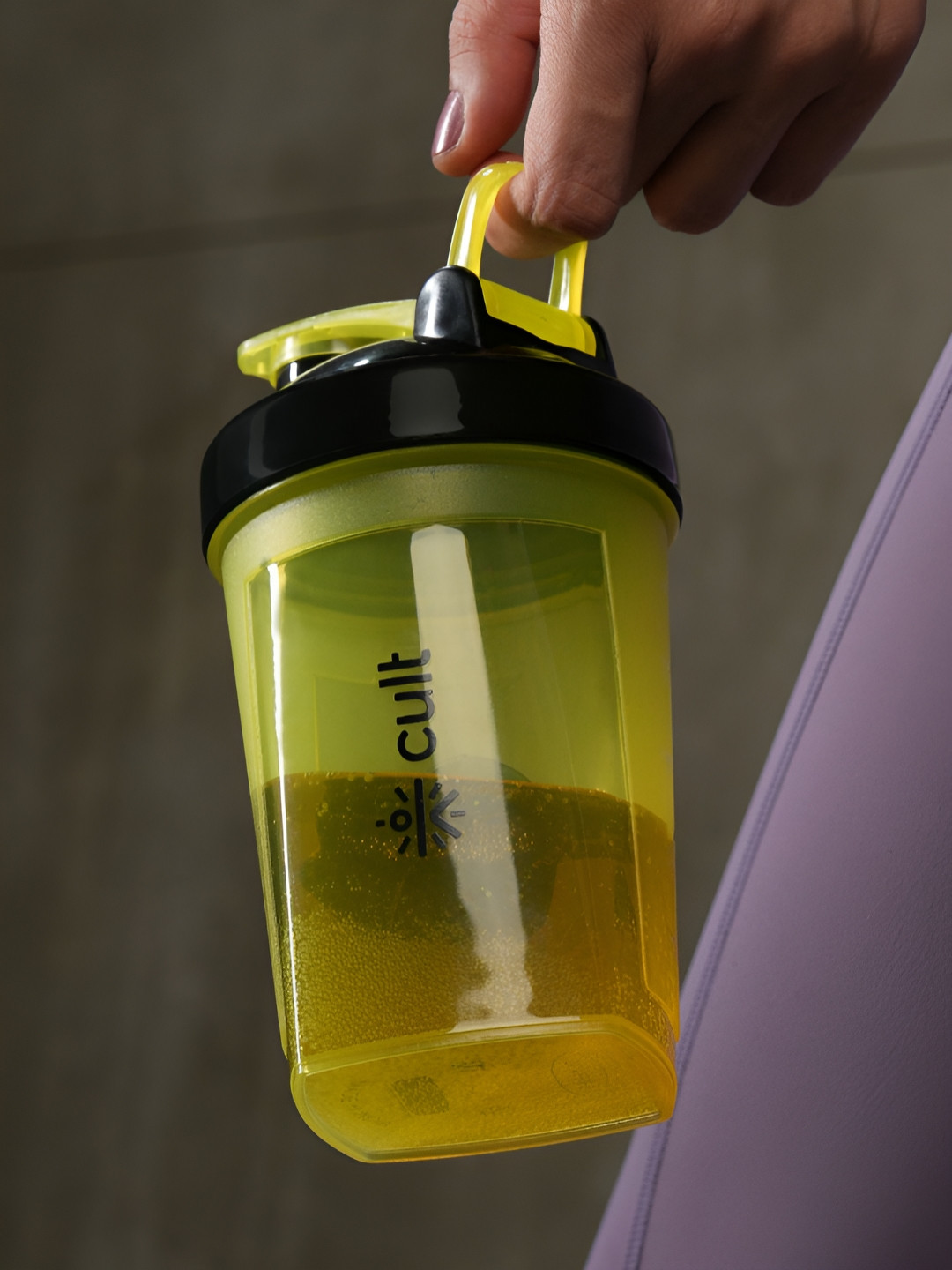 CULT Yellow Brand Logo Plastic Spill Proof Shaker - 500ml