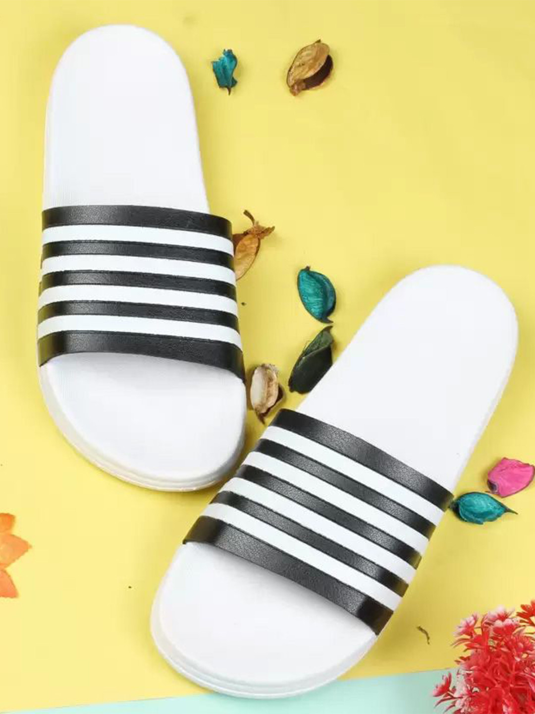 DRACKFOOT Men Striped Open Toe Slider