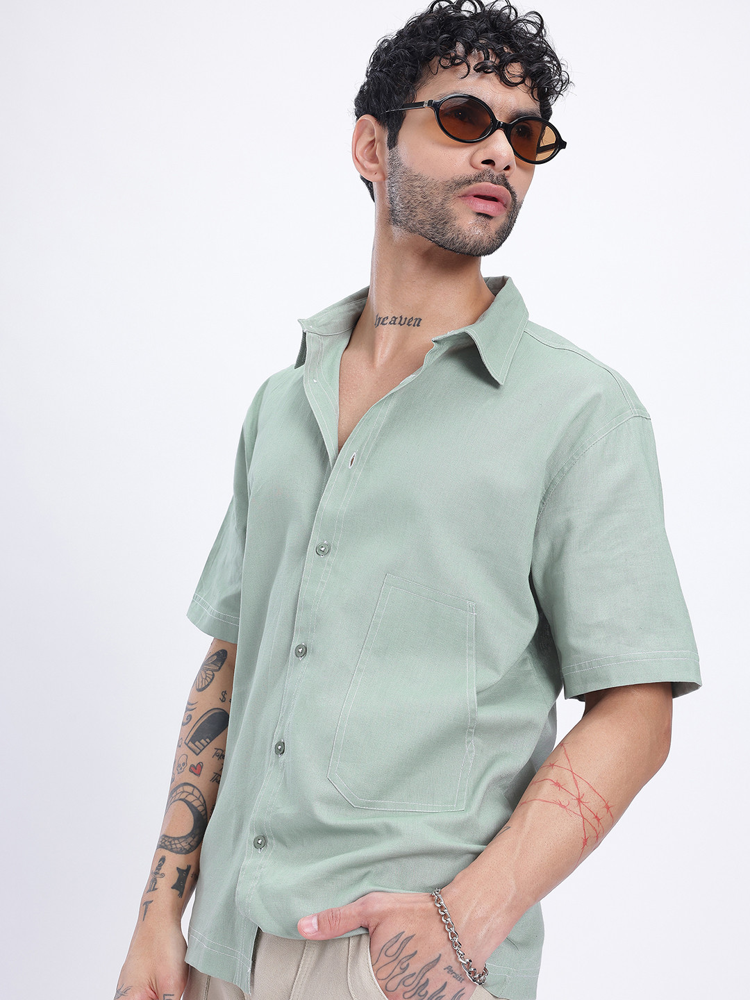 glitchez Contrast Stitch Regular Fit Shirt
