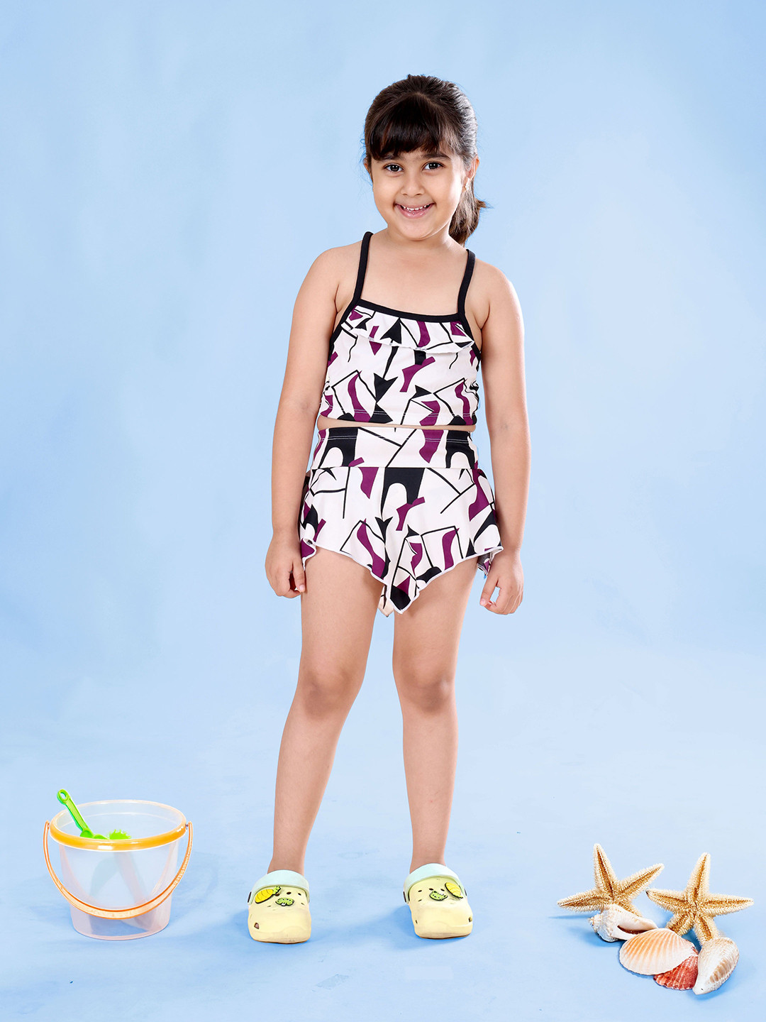 KiddoPanti Girls Printed Top & Shirt Swim Set
