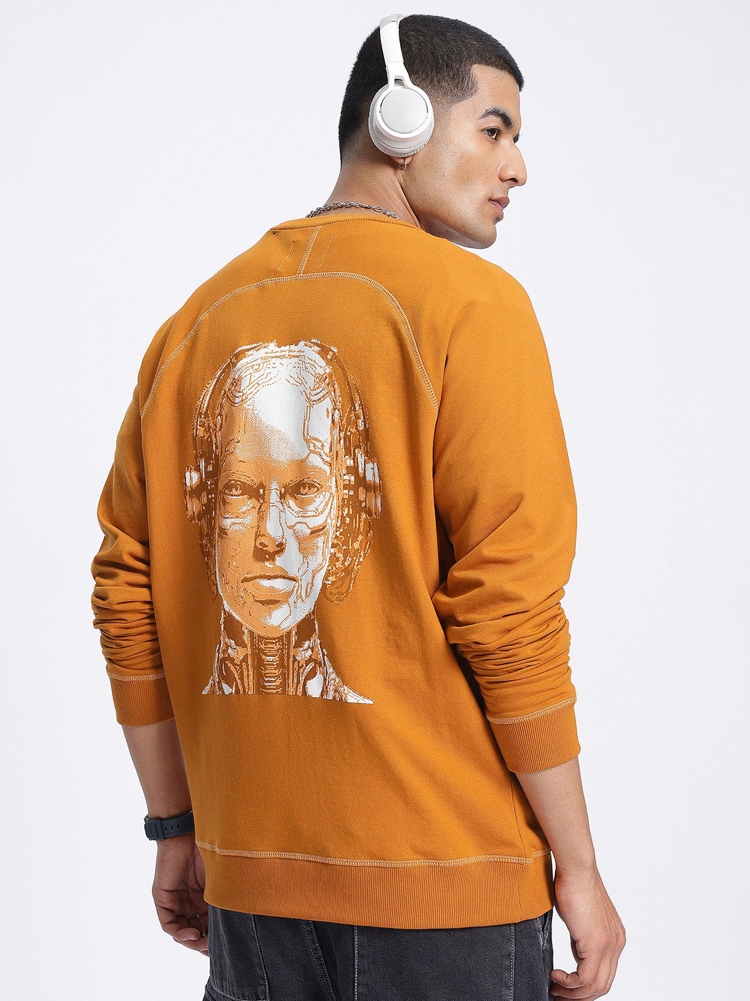 glitchez Printed Up-Front Stitch Raglan Sleeves Sweatshirt