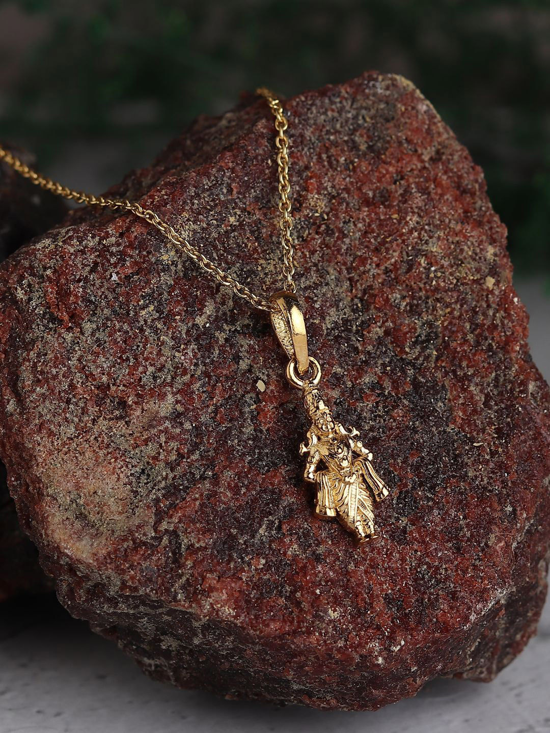 Metronaut 925 Silver 22 KT Gold-Plated Vitthal Pendant With Chain