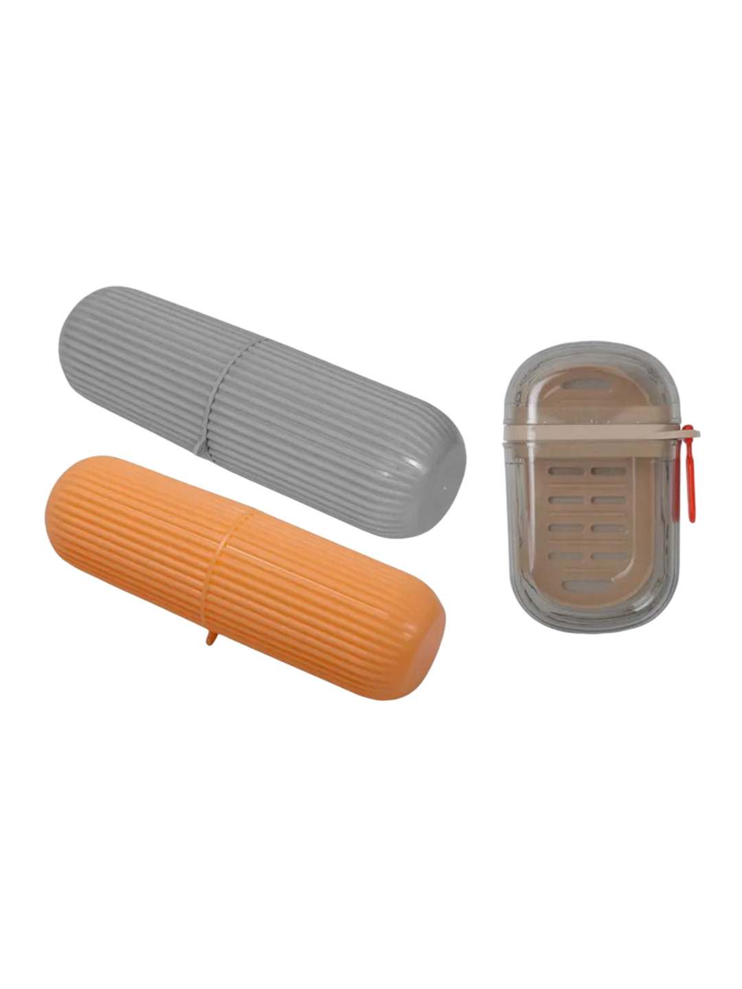 HASHONE Set Of 3 Travel Ready Toothbrush Holder & Soap Tray Combo