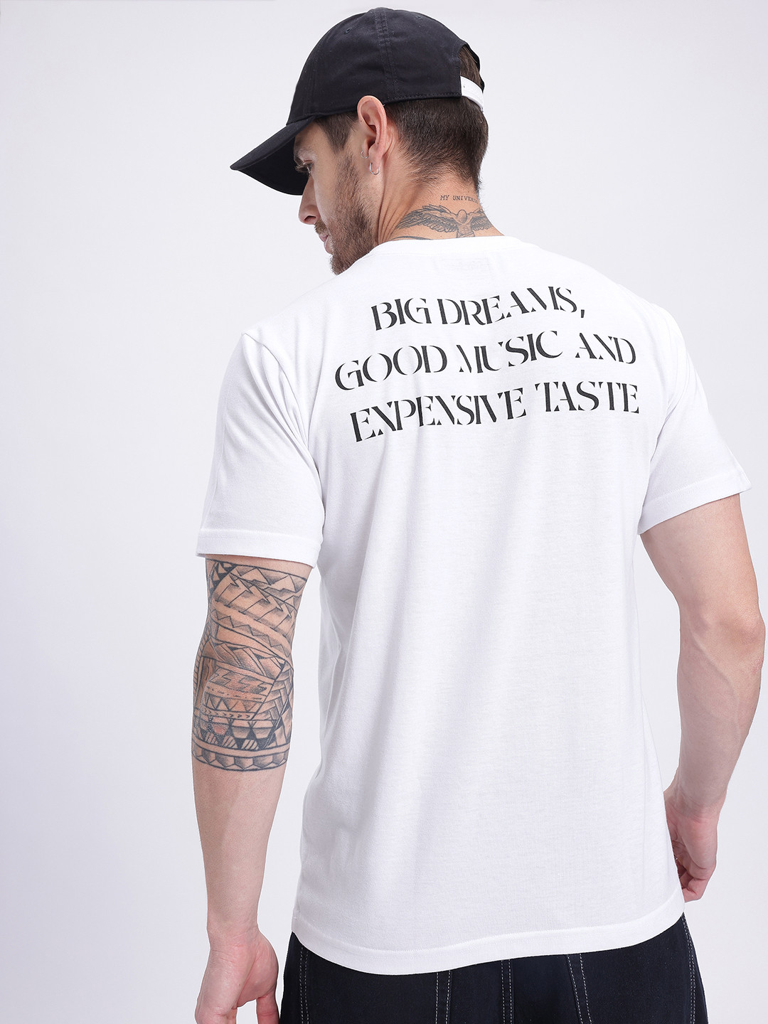 White Typography Printed Regular Fit T-shirt
