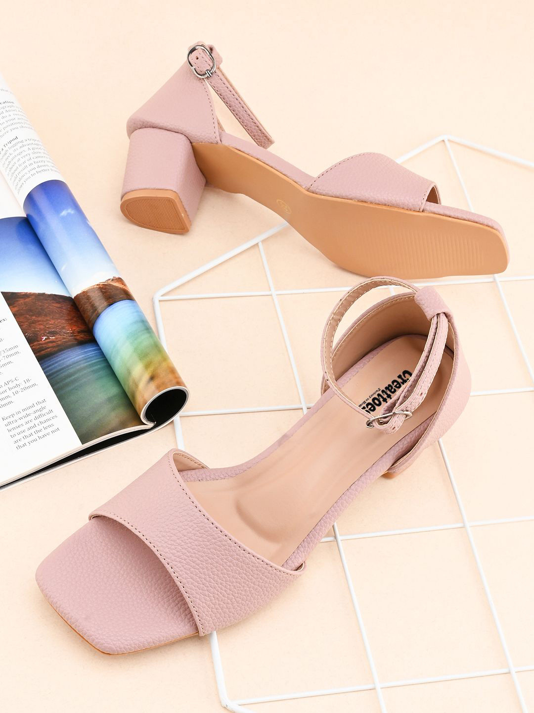 Creattoes Block Heels Sandals with Buckles