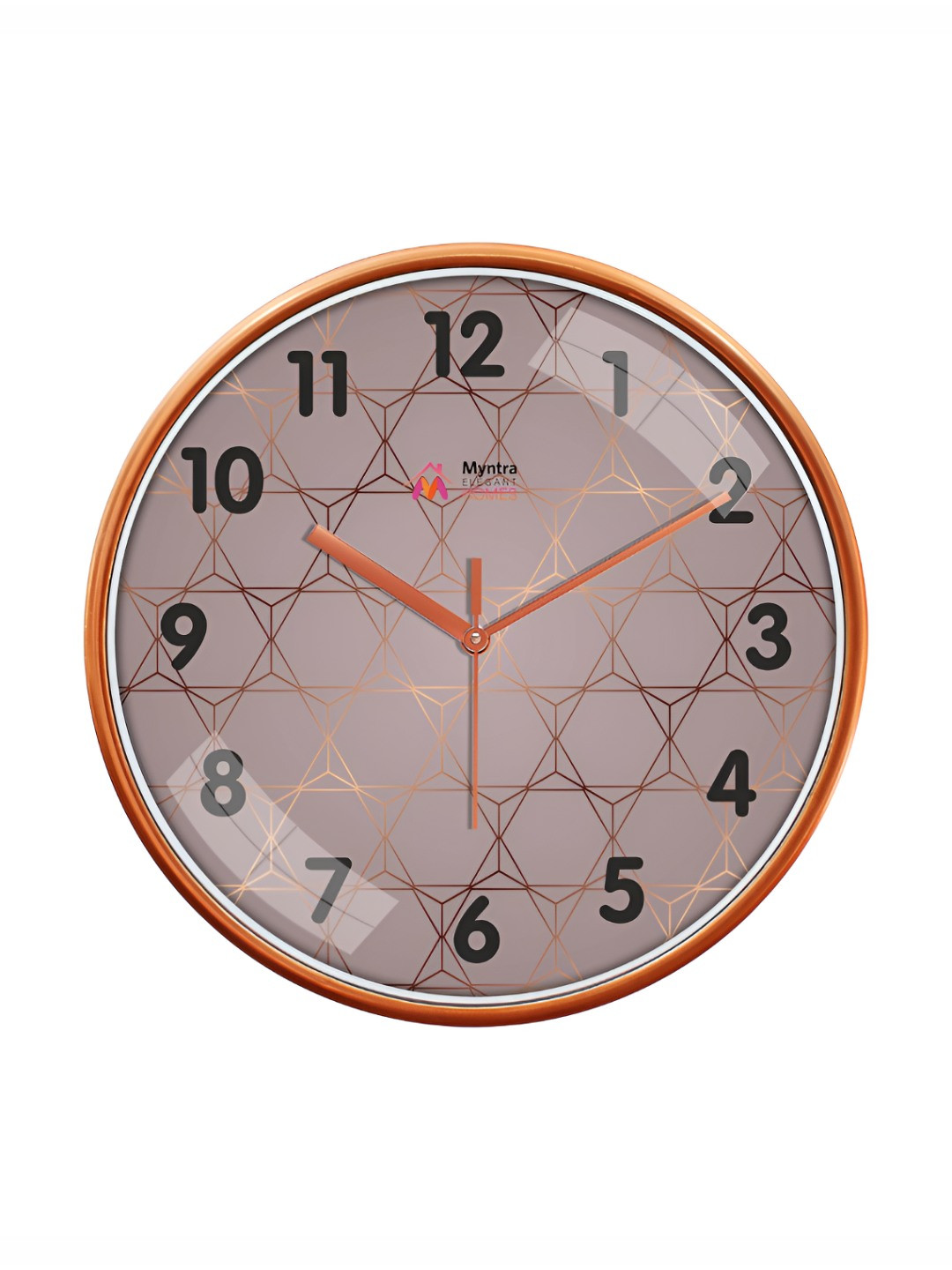 Myntra Elegant Homes Rose Gold & Grey Textured Contemporary Wall Clock