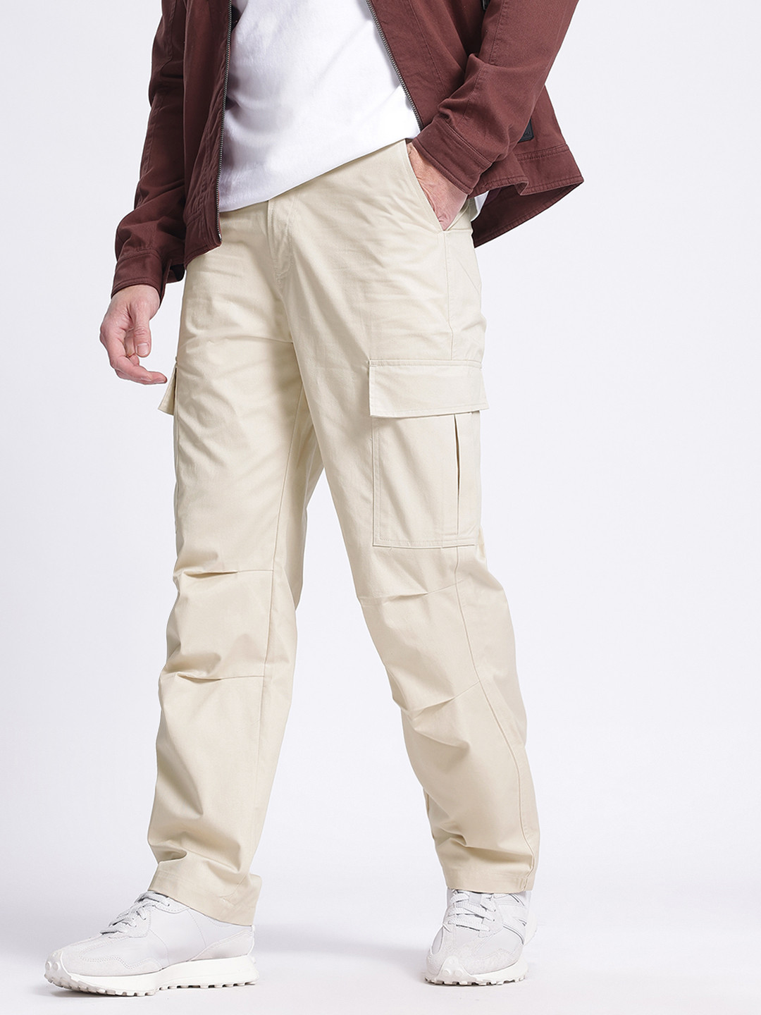 glitchez Men Utility Straight Fit Pure Cotton Cargos