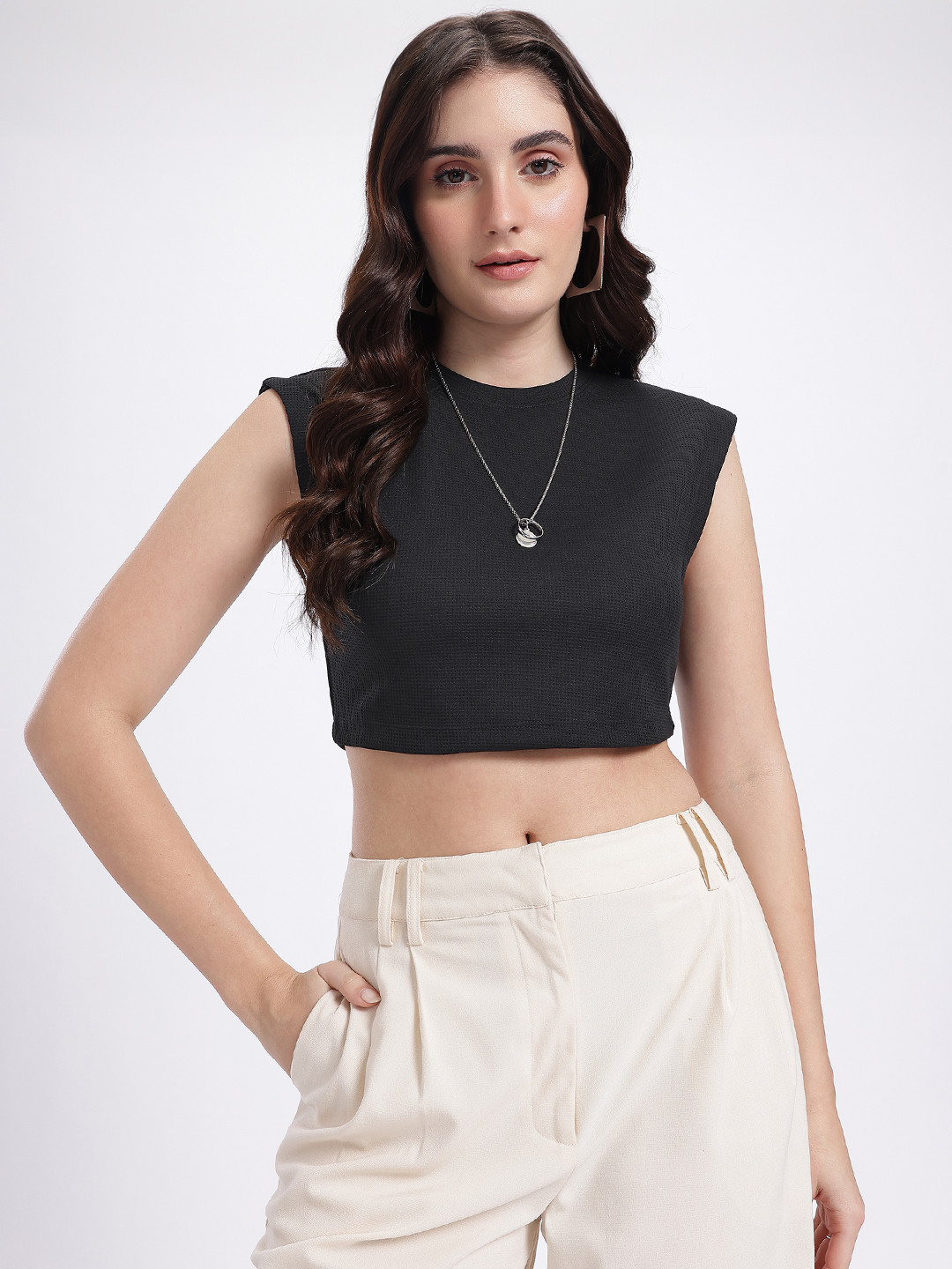 glitchez Midnight Pop Sleeveless Crop Top
