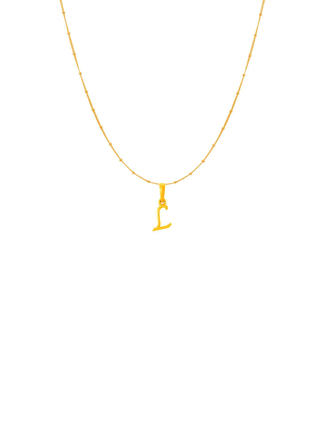 Metronaut Men 925 Sterling Silver 22KTGold-Plated L Alphabet Pendant With Ball Chain