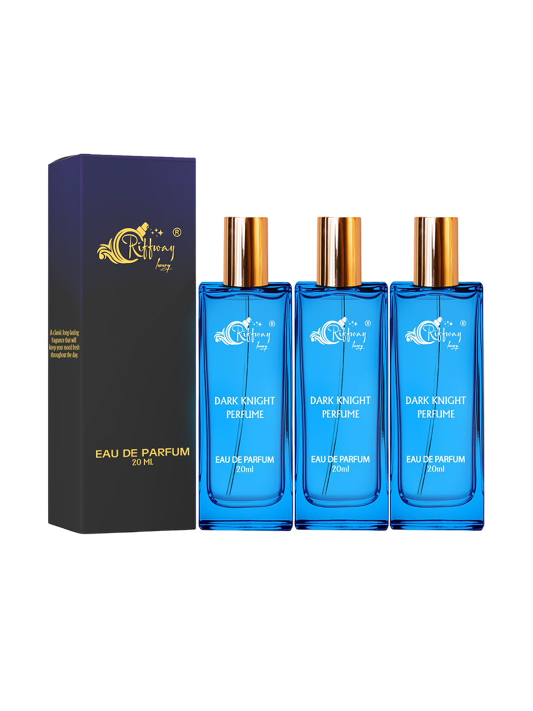 riffway Men Set Of 3 Dark Knight Long Lasting Eau De Parfum - 20 ml Each