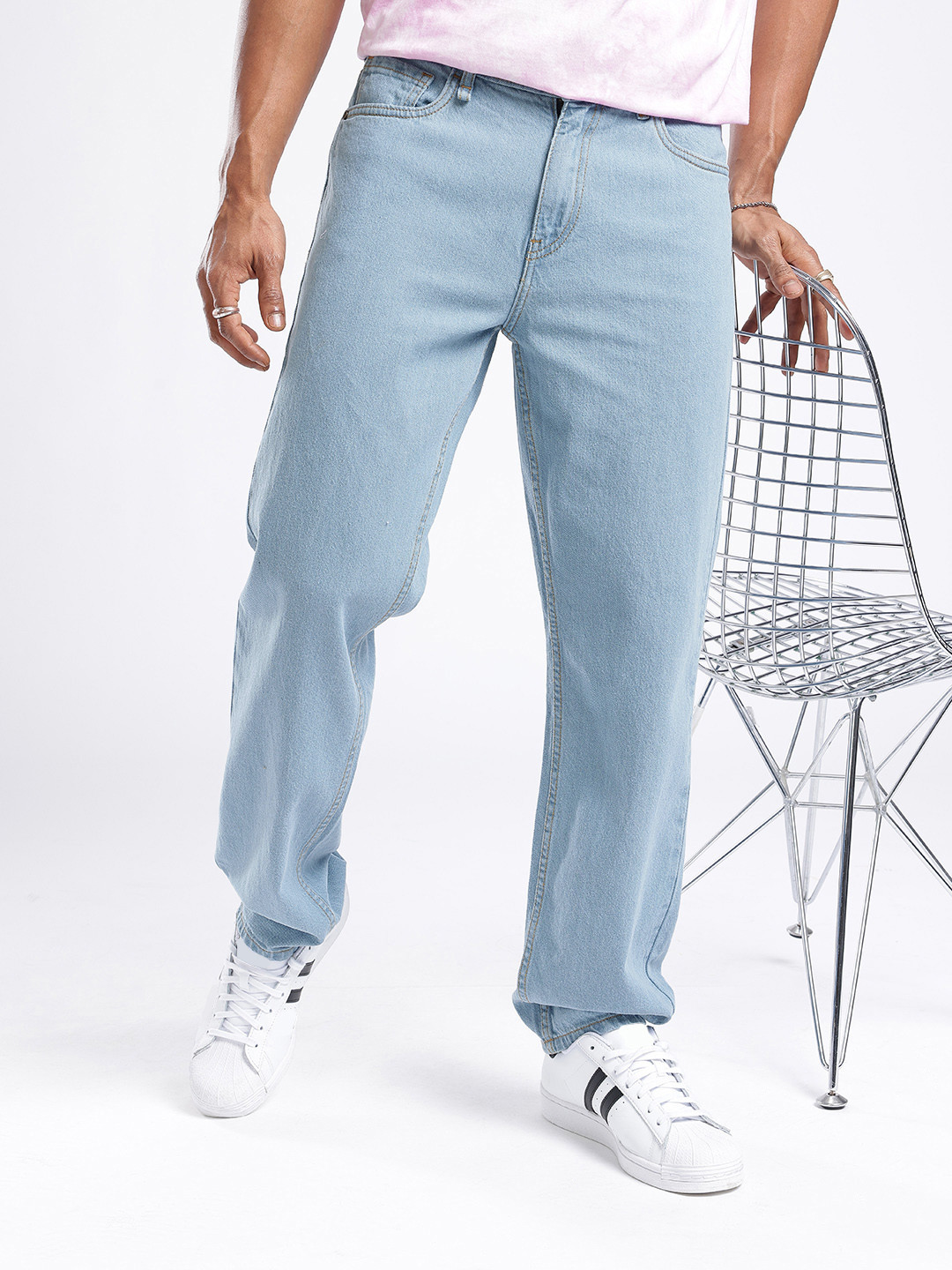 glitchez Men Light Shade Straight Fit Jeans