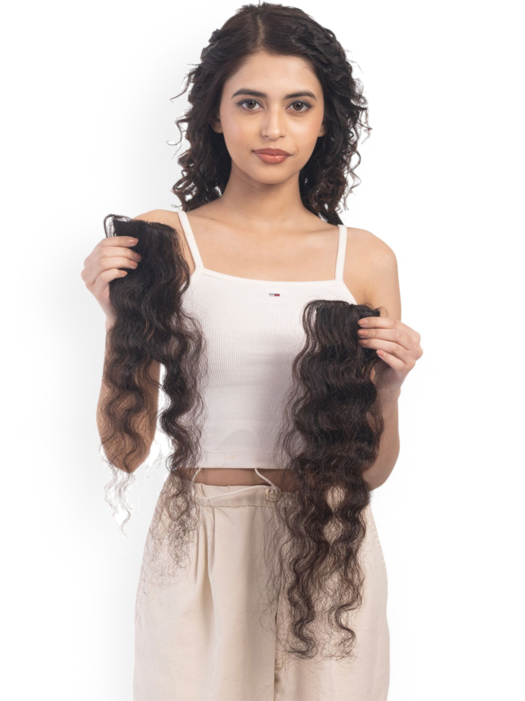 HAIRJOY Set Of 2 Clip-In Side Patch Hair Extensions - Dark Brown - 18 Inch