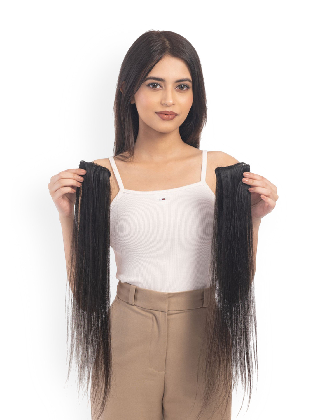 HAIRJOY Set Of 2 Dark Brown Clip Side Patches Instant Volume -12 Inches