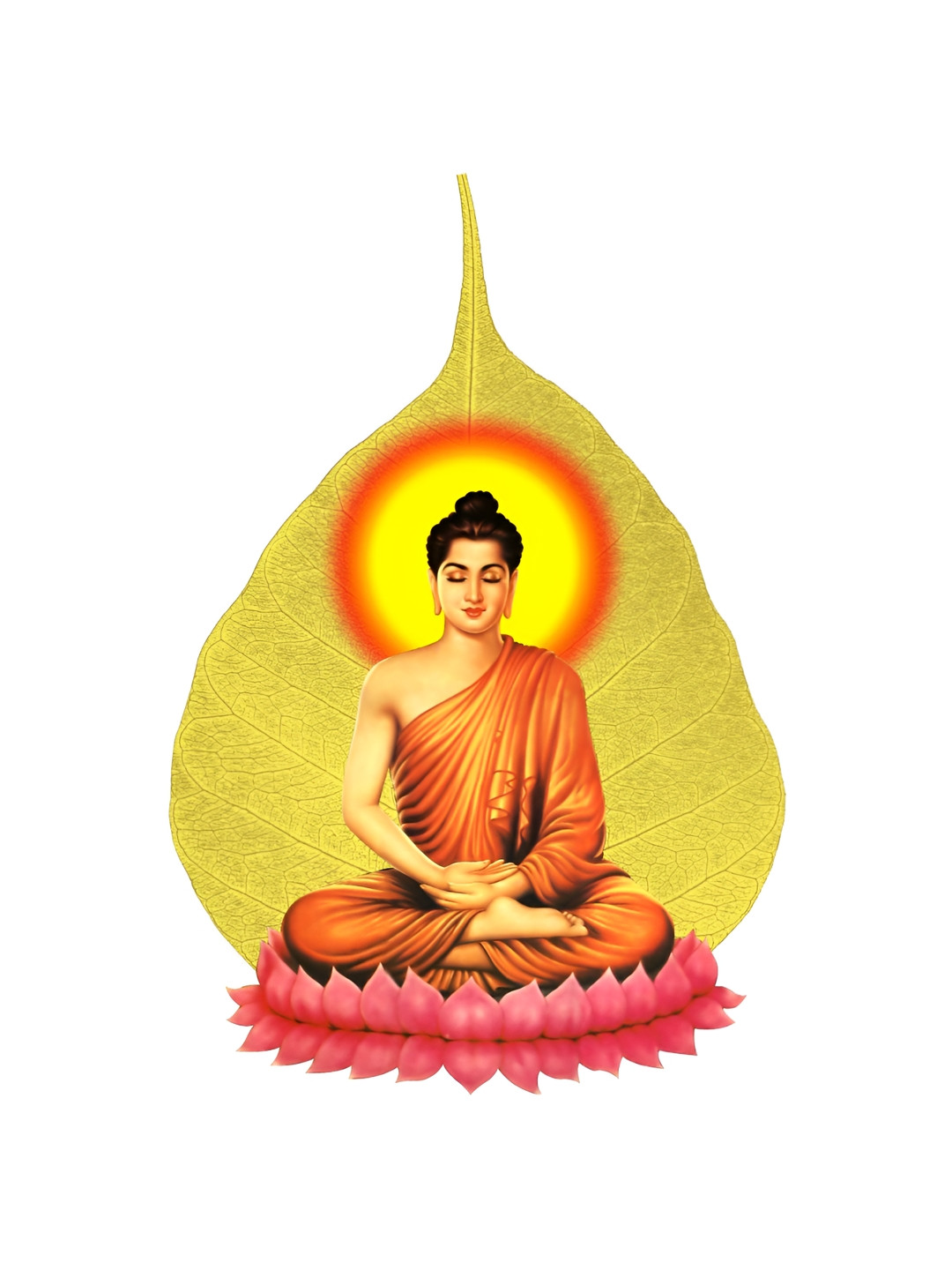 Decor Villa Multicolour Buddha with Leaf Wall Sticker