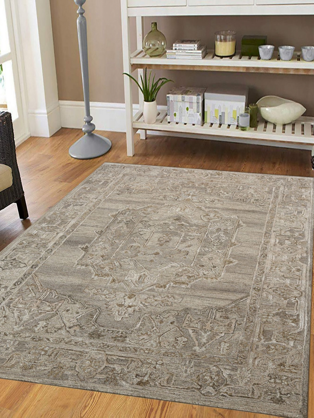 saraswatii global Vestige Kilim Camel Brown & Grey Printed Tufted Woollen Carpet