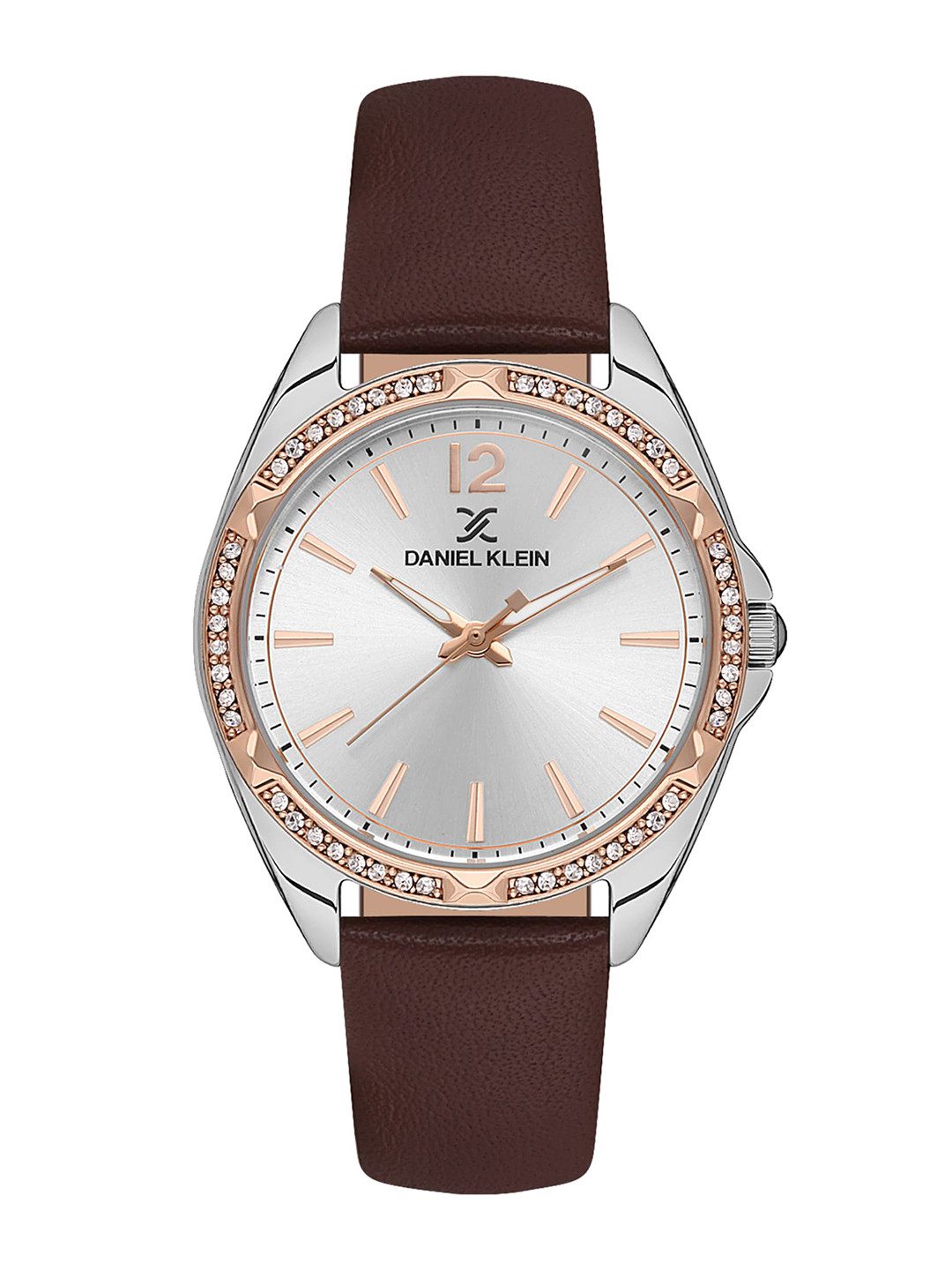 Daniel Klein Women Embellished Dial & Leather Straps Analogue Watch DK.1.13485-4