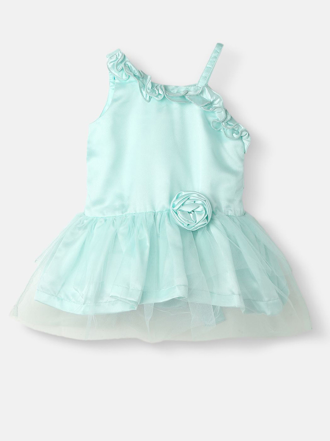 Nauti Nati Girls Mesh Party Frock One Shoulder Shoulder Straps Dress