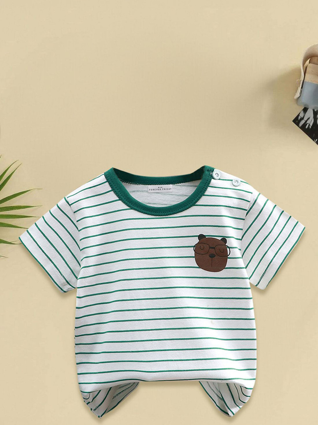 FOREVER FRIDAY Boys Striped Round Neck T-shirt