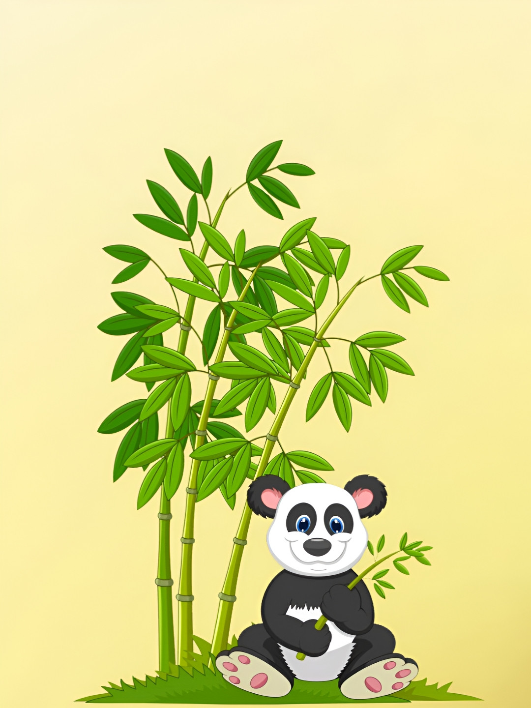 Decor Villa Multicolor Panda with Bomboo Wall Sticker