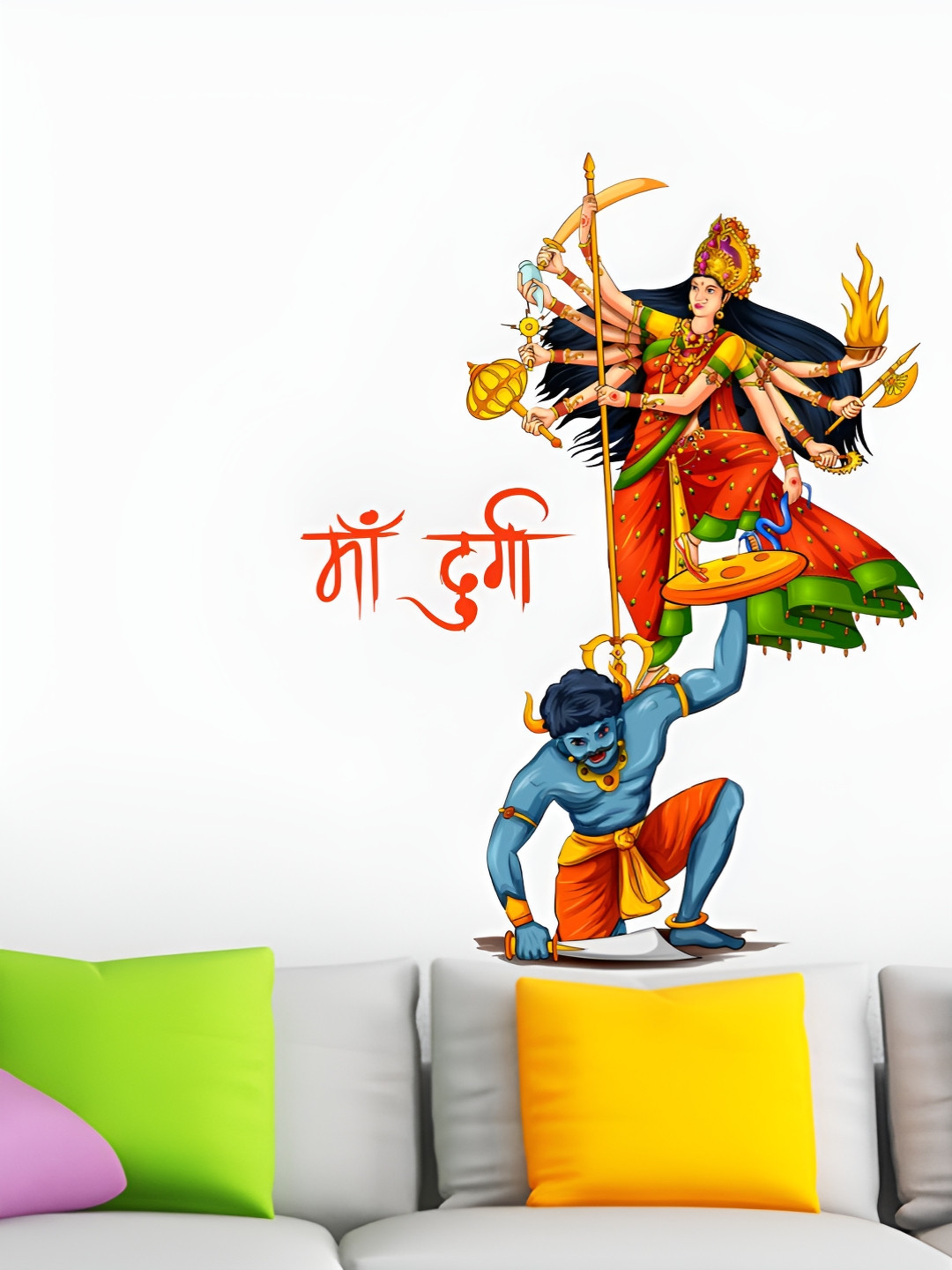 Decor Villa Multicolor Durga Maa Wall Sticker