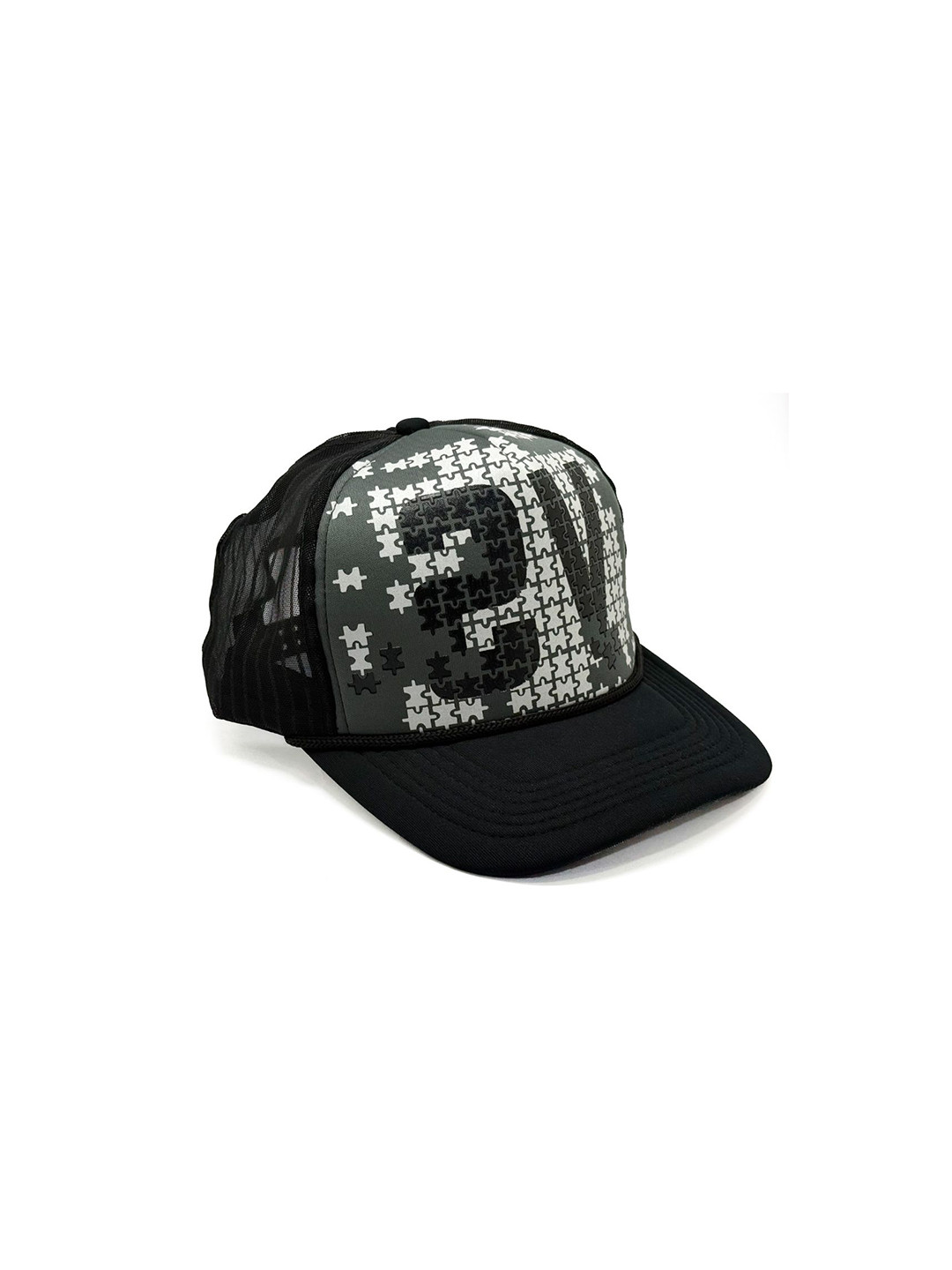 The Tie Hub Puzzle Print Unisex Adjustable Mesh Snapback Black Trucker Cap