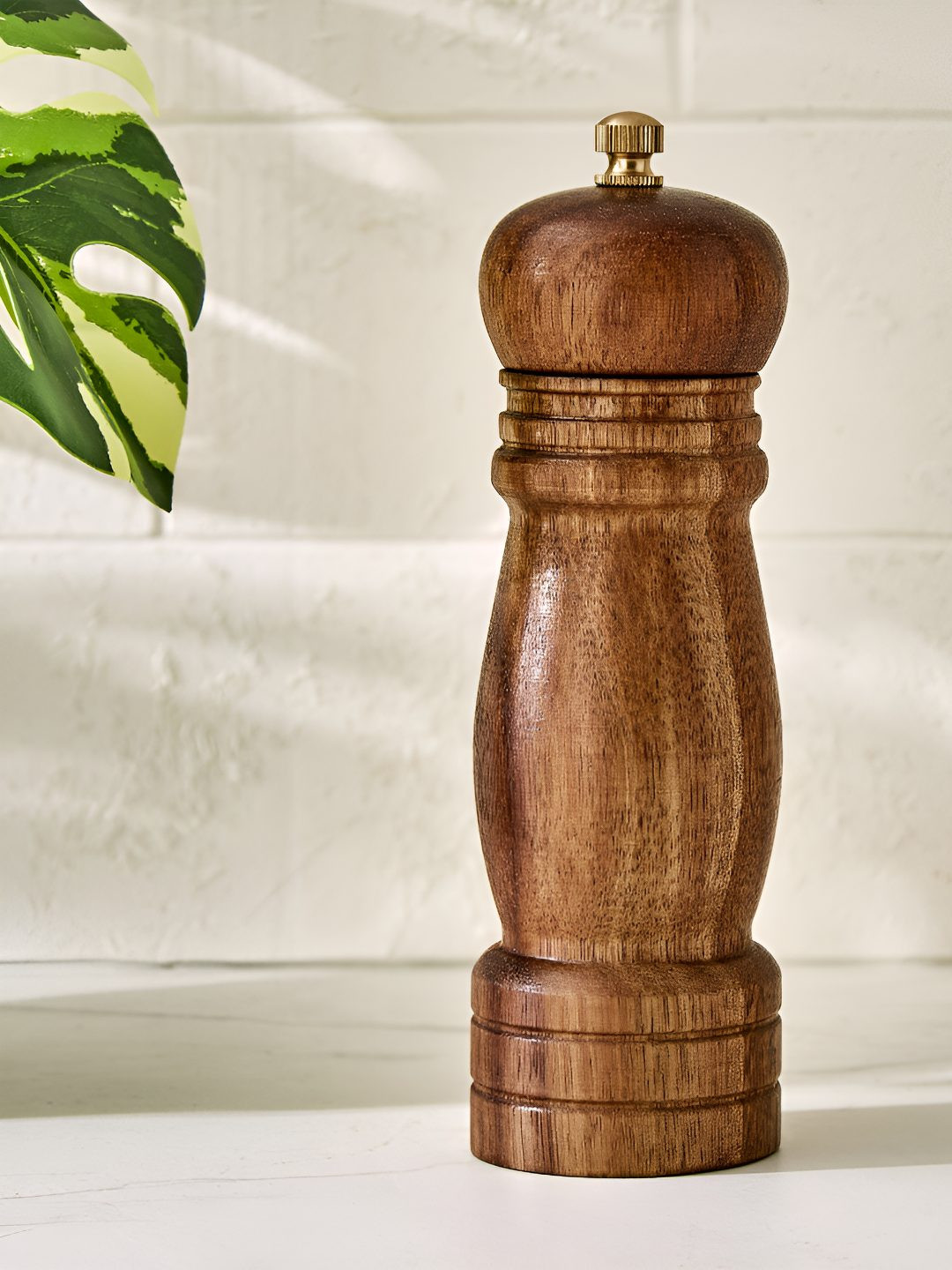 Home Centre Brown Textured Wooden Salt & Pepper Grinder