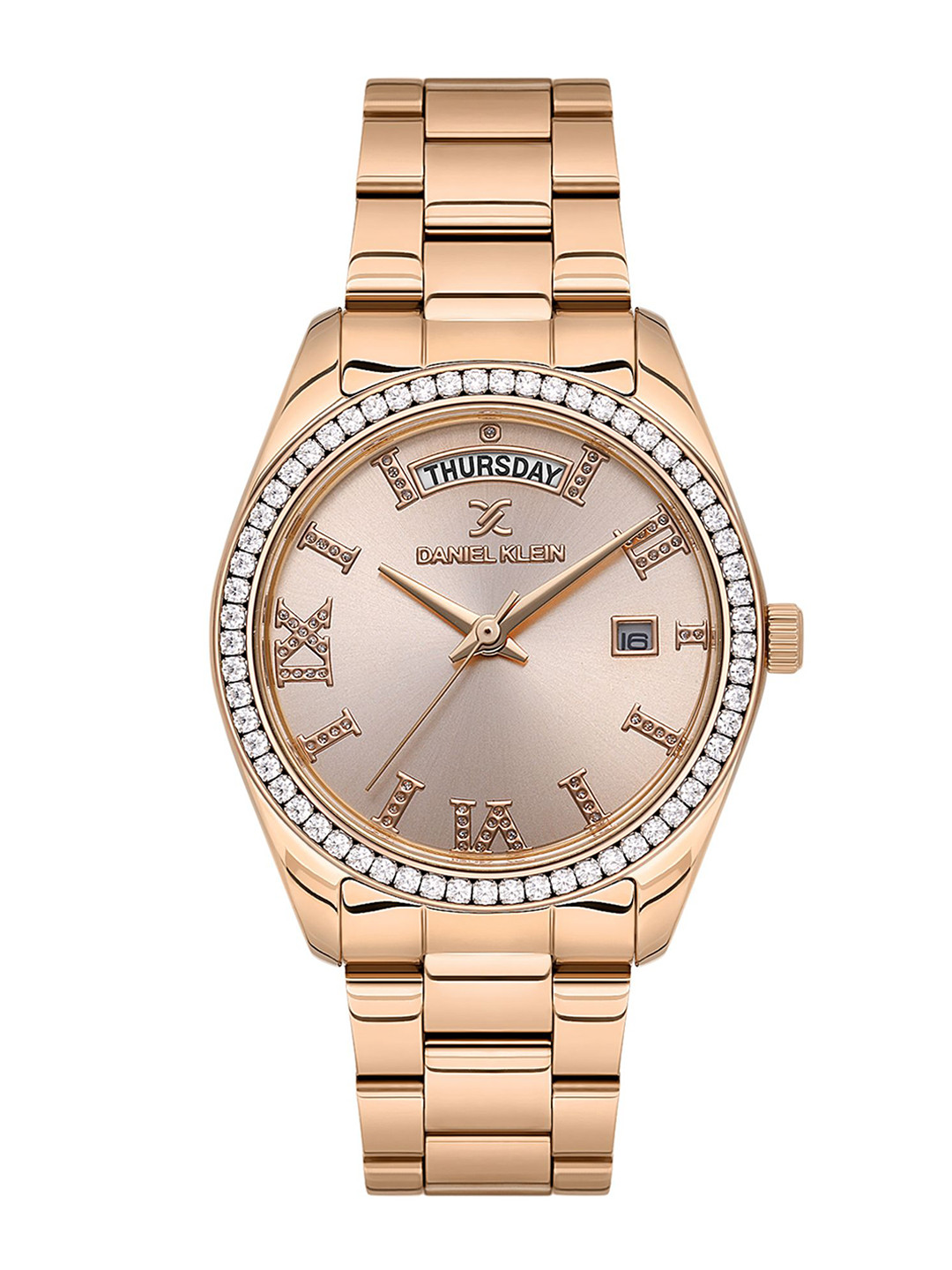 Daniel Klein Women Embellished Dial & Bracelet Style Straps Analogue Watch DK.1.13771-5