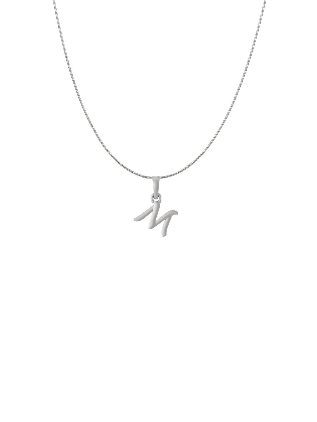 AKSHAT SAPPHIRE 925 Sterling Silver M Alphabet Pendant with Snake Chain