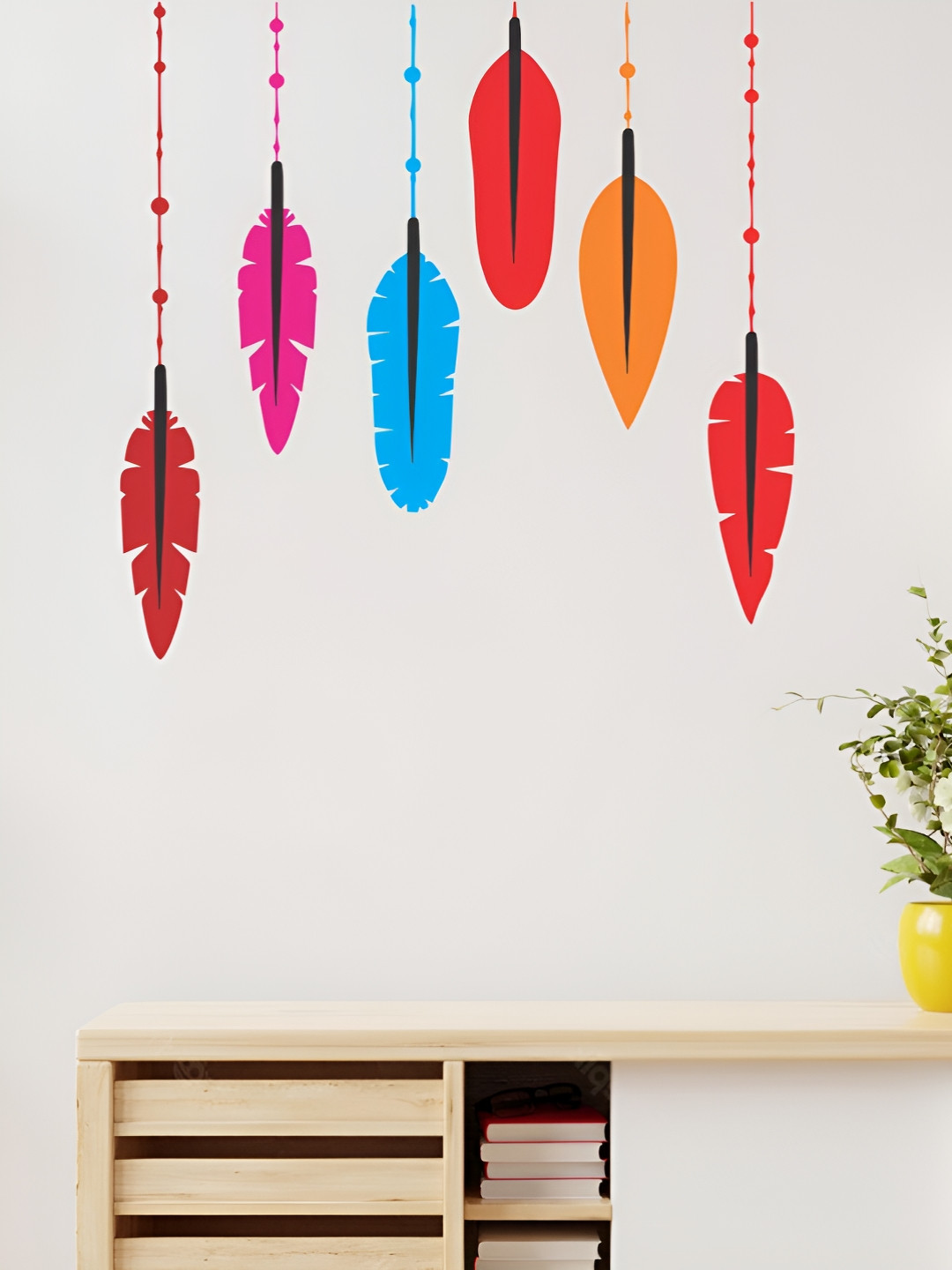 Decor Villa Multicolor Colorful Feathers Wall Sticker