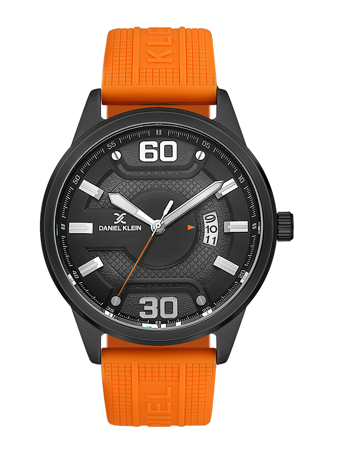 Daniel Klein Men Black Dial & Orange Straps Analogue Watch