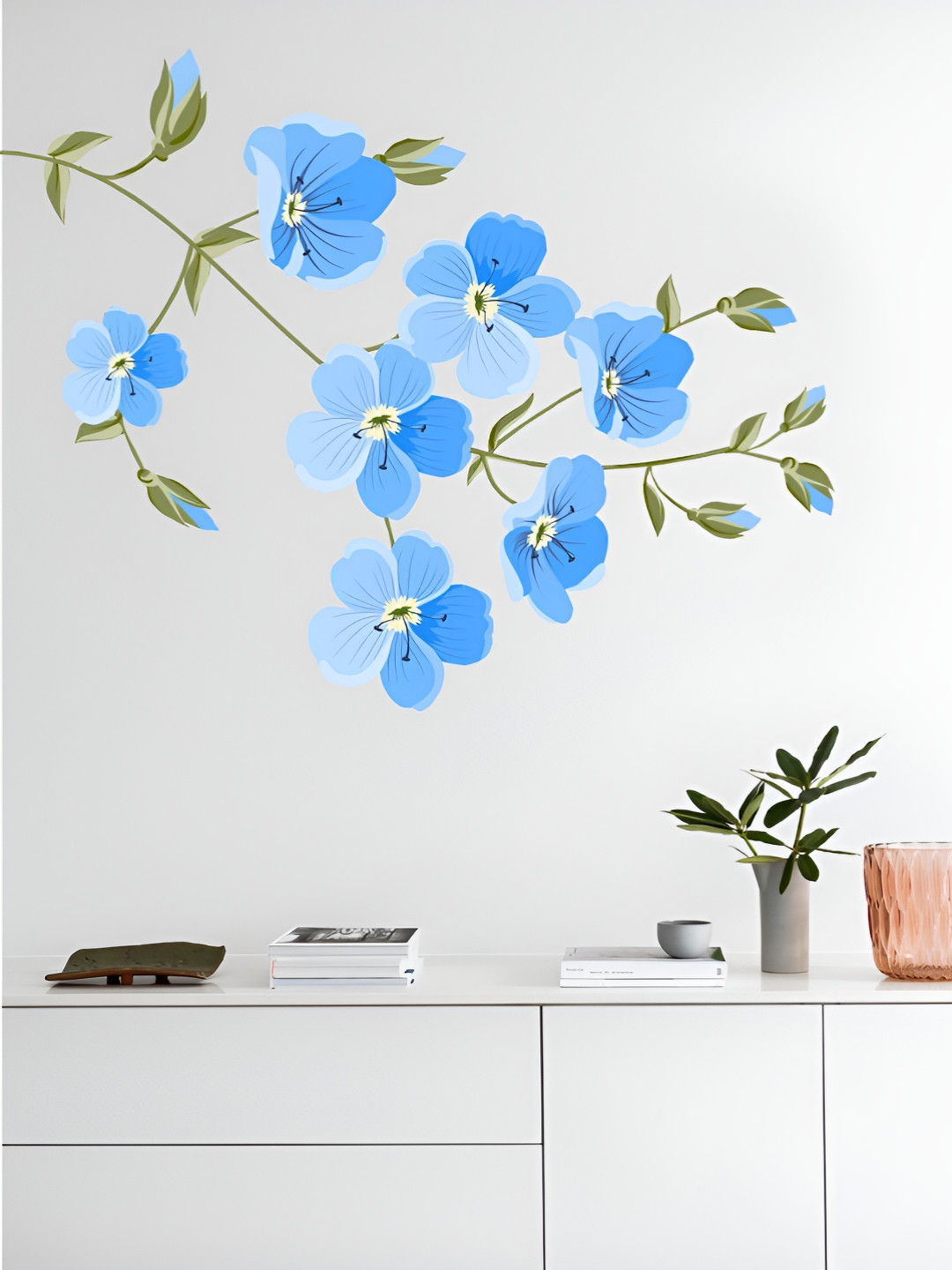 Decor Villa Multicolor Blue Flowers Wall Sticker