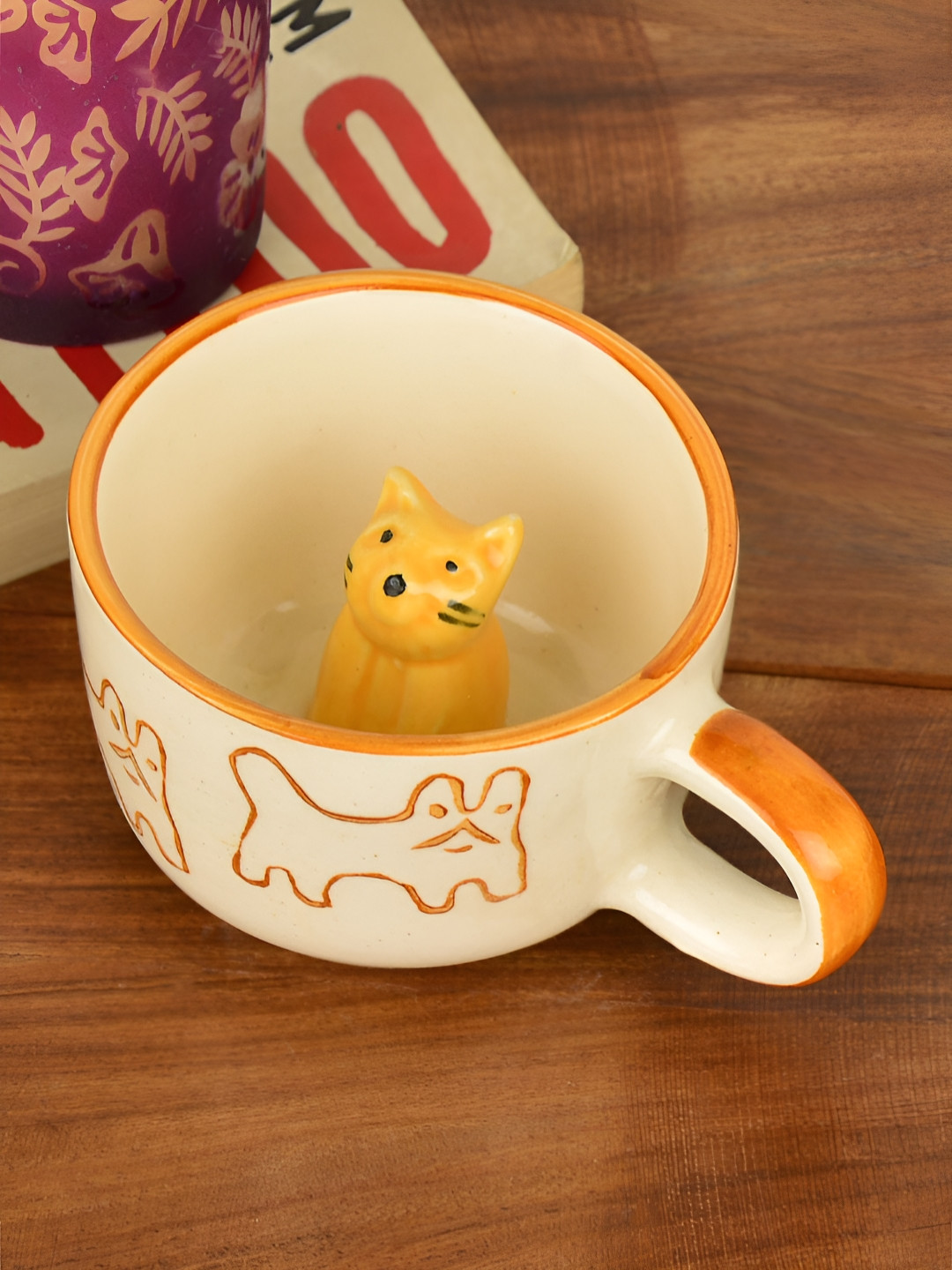 StyleMyWay White Animal Print Ceramic Microwave Safe Mug-220ml