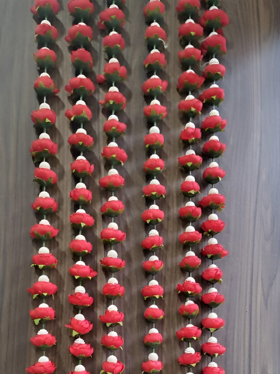 Sellplus 6Pcs Red & Green Textured Peony Torans