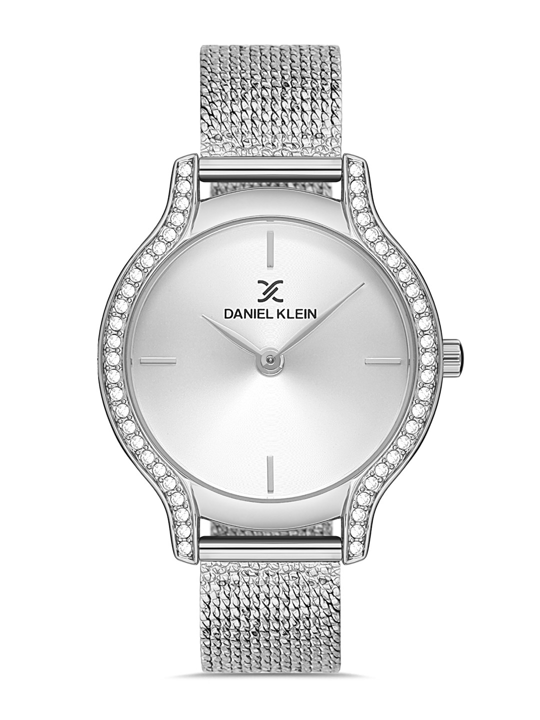 Daniel Klein Women Silver-Toned Embellished Dial & Strap Analogue Watch DK.1.13208-1