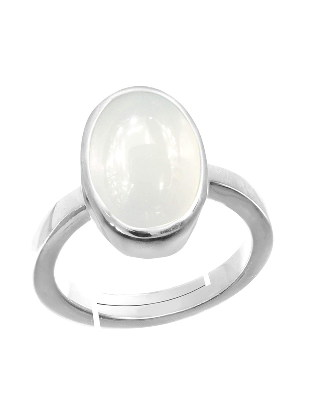 RRVGEM 7 Ratti Silver Plated Unheated Untreated Moon Stone Finger Ring