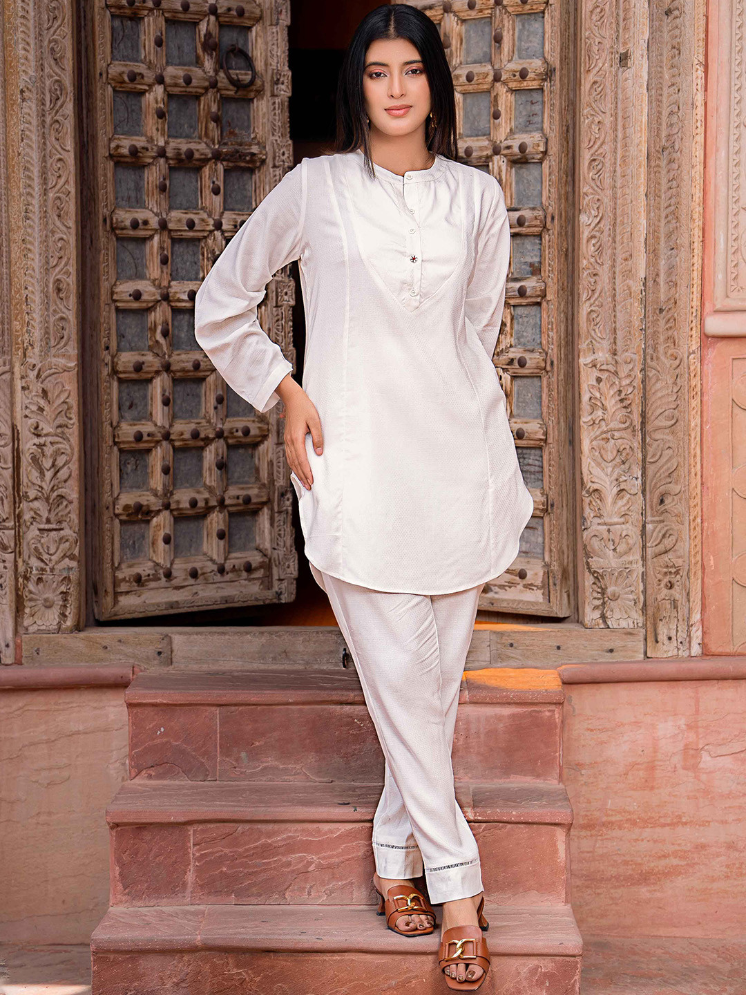 indy Raaga Self-Designed Tunic & Trousers Co-Ord Set