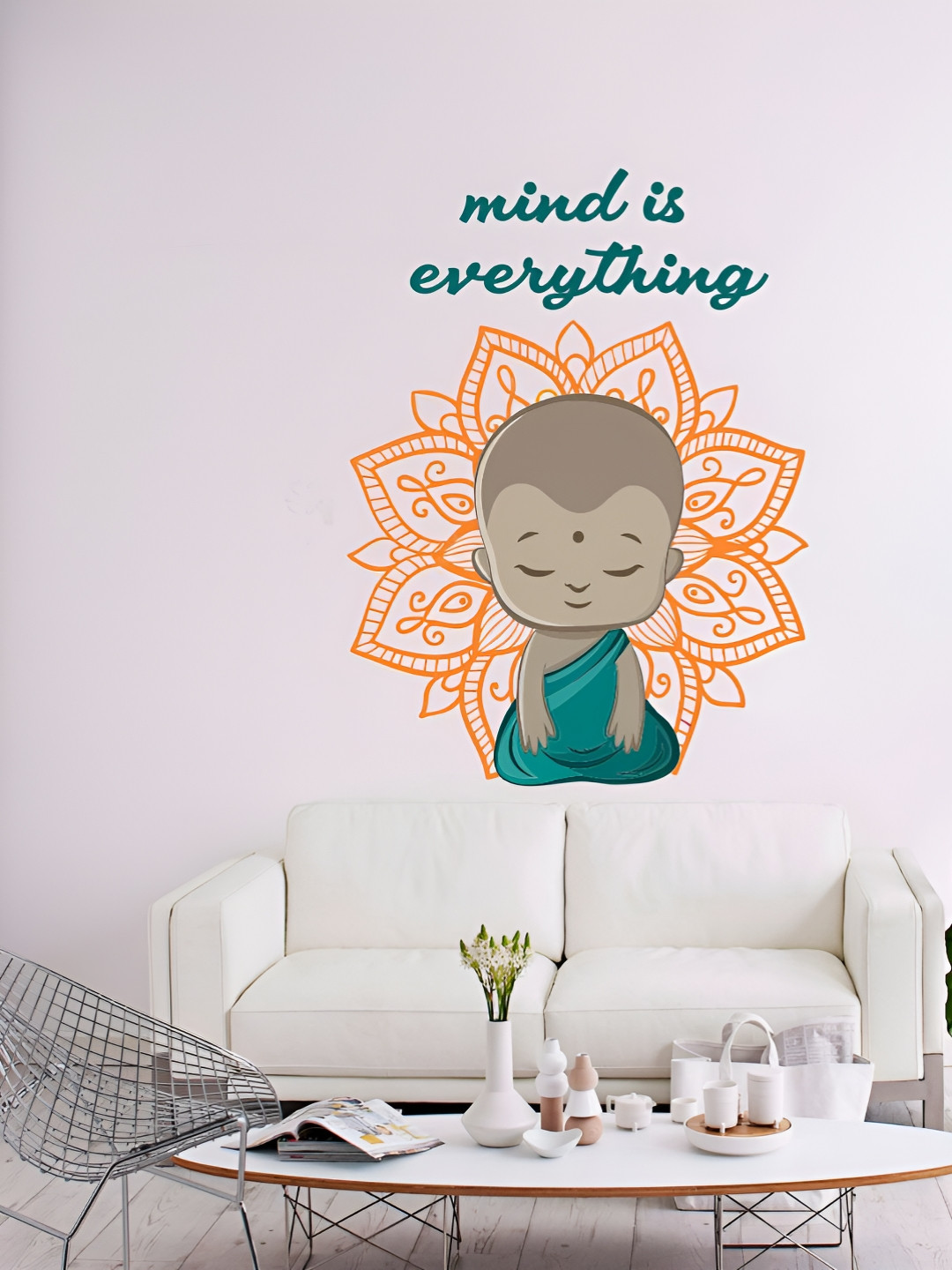 Decor Villa Multicolor Buddha with Quotation Wall Sticker
