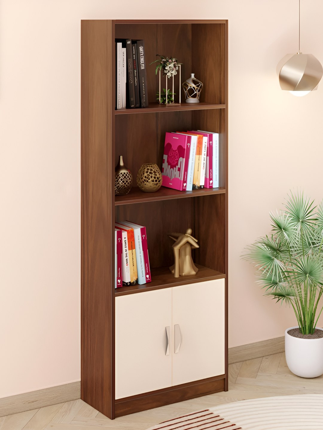 bluewud Brown & Beige 3 Tier BookShelf