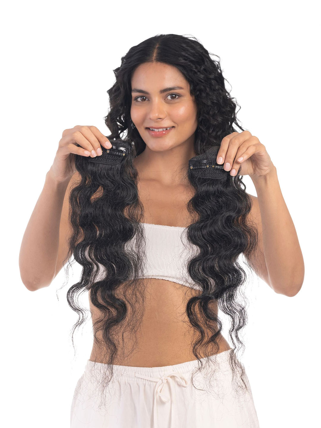 HAIRJOY 2 Clip Curly Side Patches Natural Black Extensions Instant Volume Boost 12 Inches