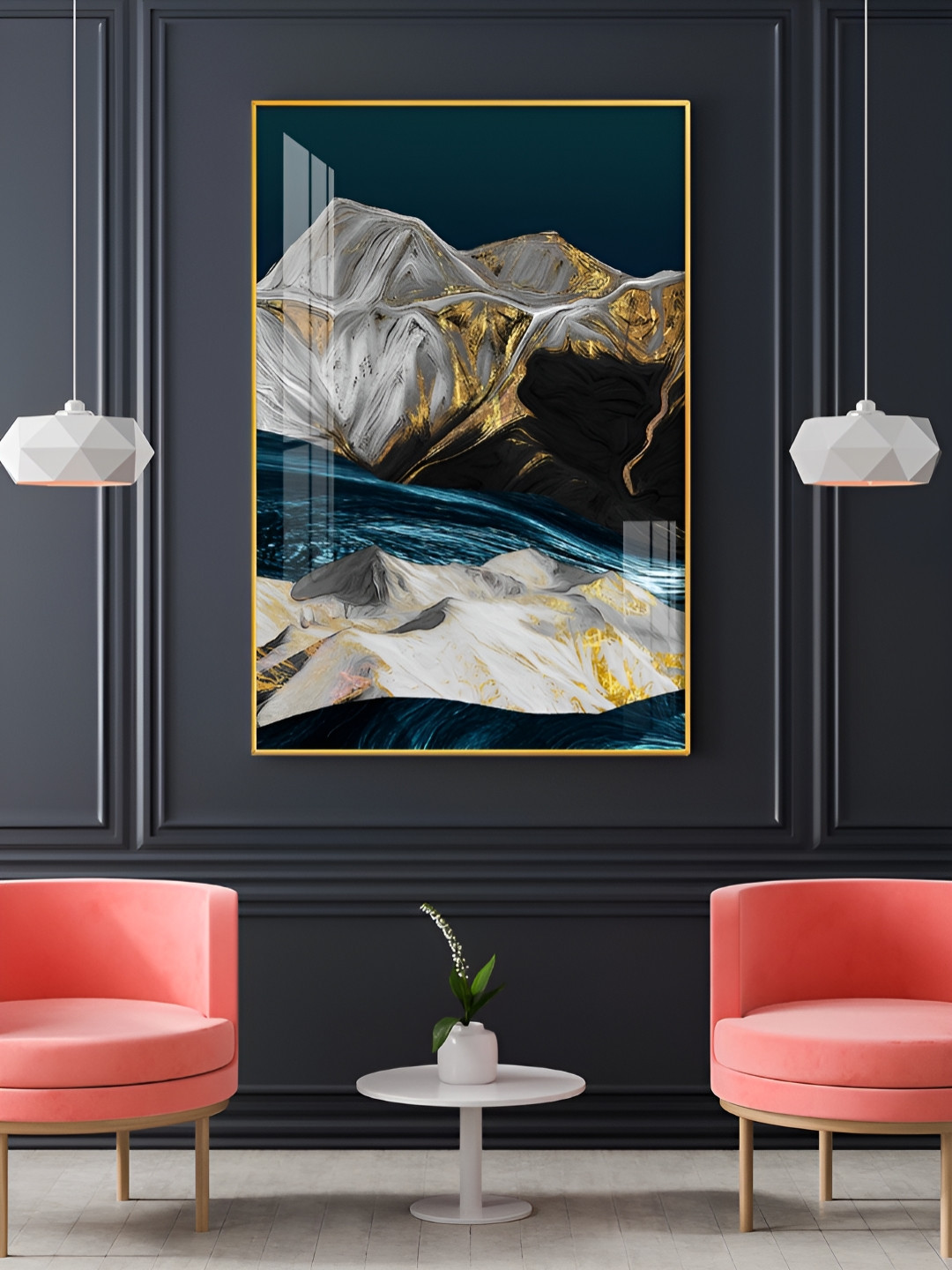 THE NEXT DECOR Mountain Canvas Plastic Natural Elements Glossy Hall Wall Hangings-18In