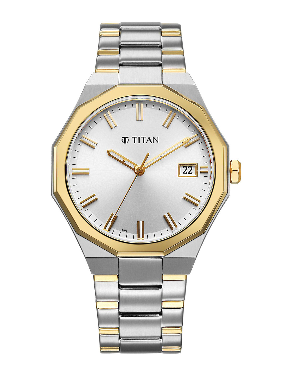 Titan Dodecagon Quartz Movement Round Dial Men's Watch - 90212BM01