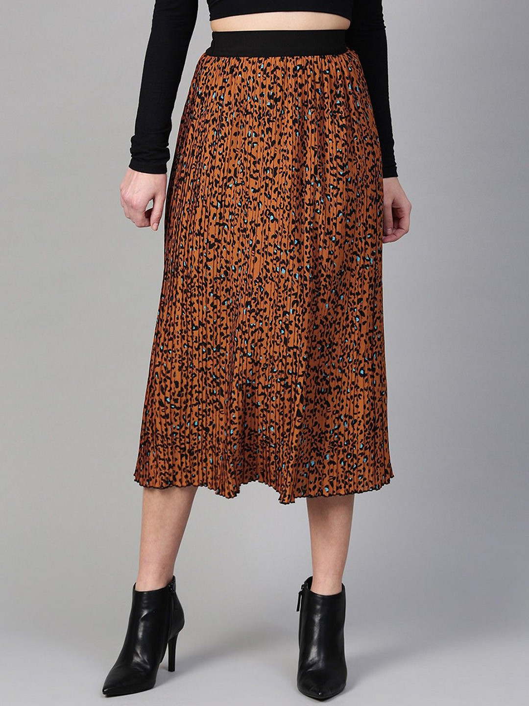 Zima Leto Animal Printed Pleated Skirt