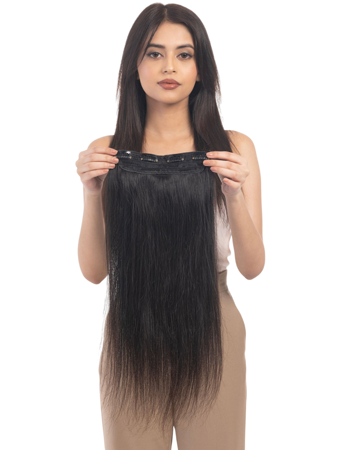 HAIRJOY 4 Clip Volumizer Dark Brown Curly Instant Volume & Length 18 Inches