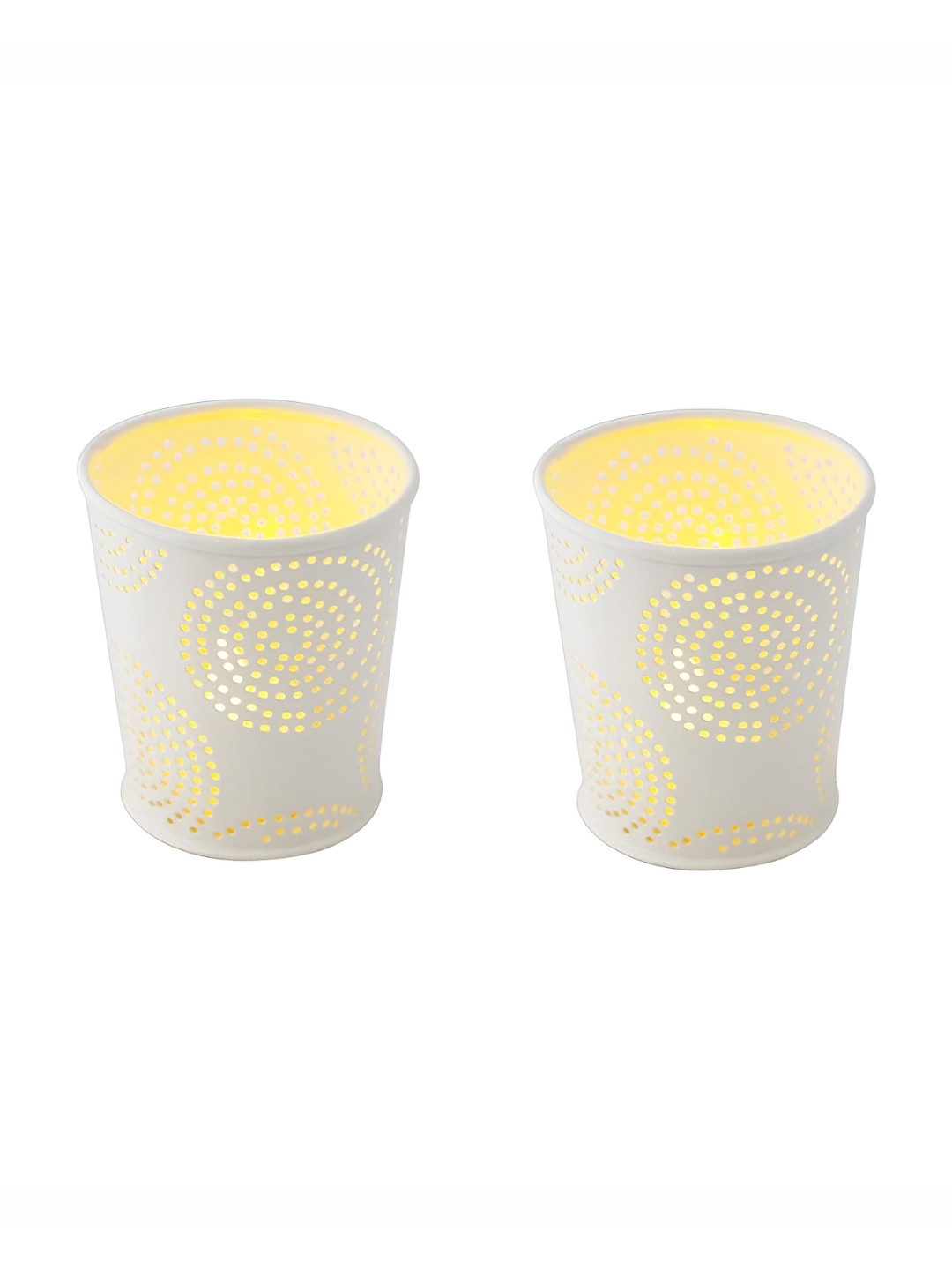 Living With Elan Astral 2 Pieces Off White Metal Candle Holders