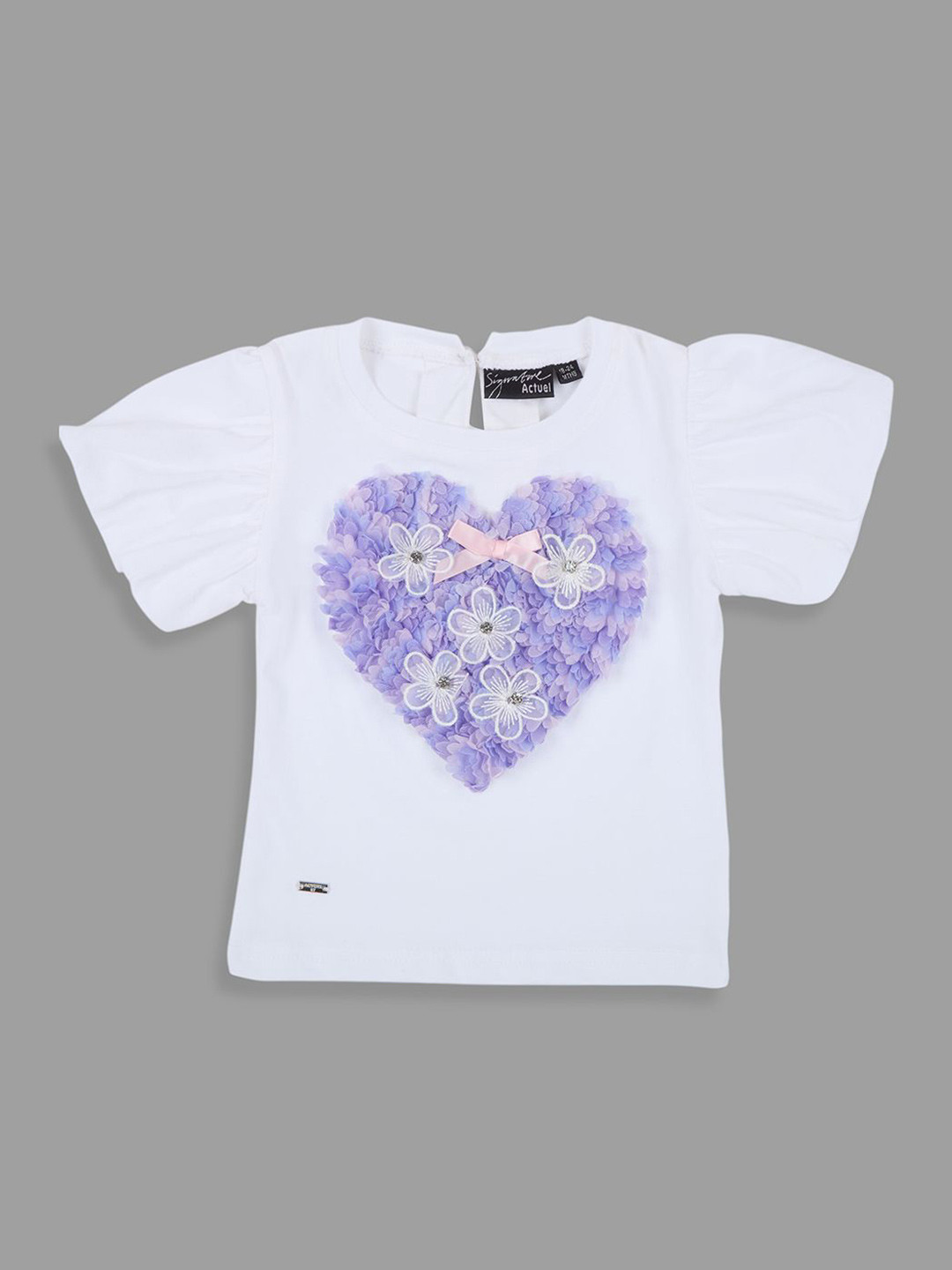 Actuel Girls Print Puff Sleeve Cotton Top