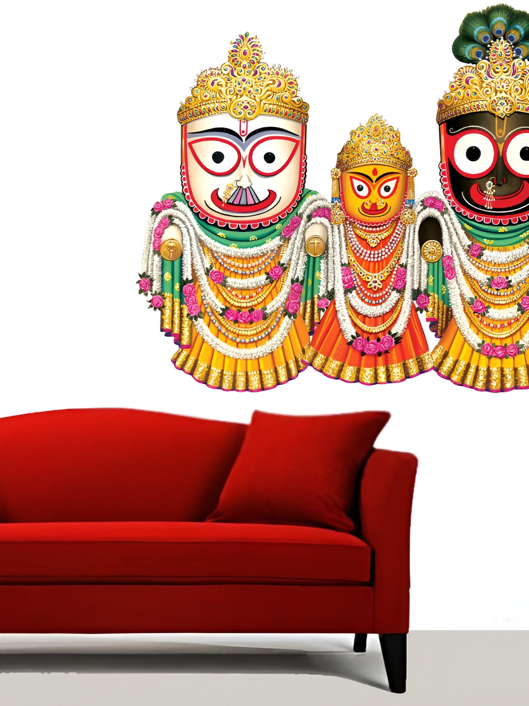 Decor Villa Multicolor Baldev, Subhadra or Jagannath Wall Sticker