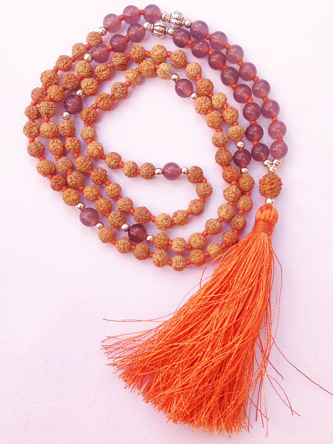 Apnisanskriti Unisex Rudraksha Grey Colour Stone Designer 6mm Mala
