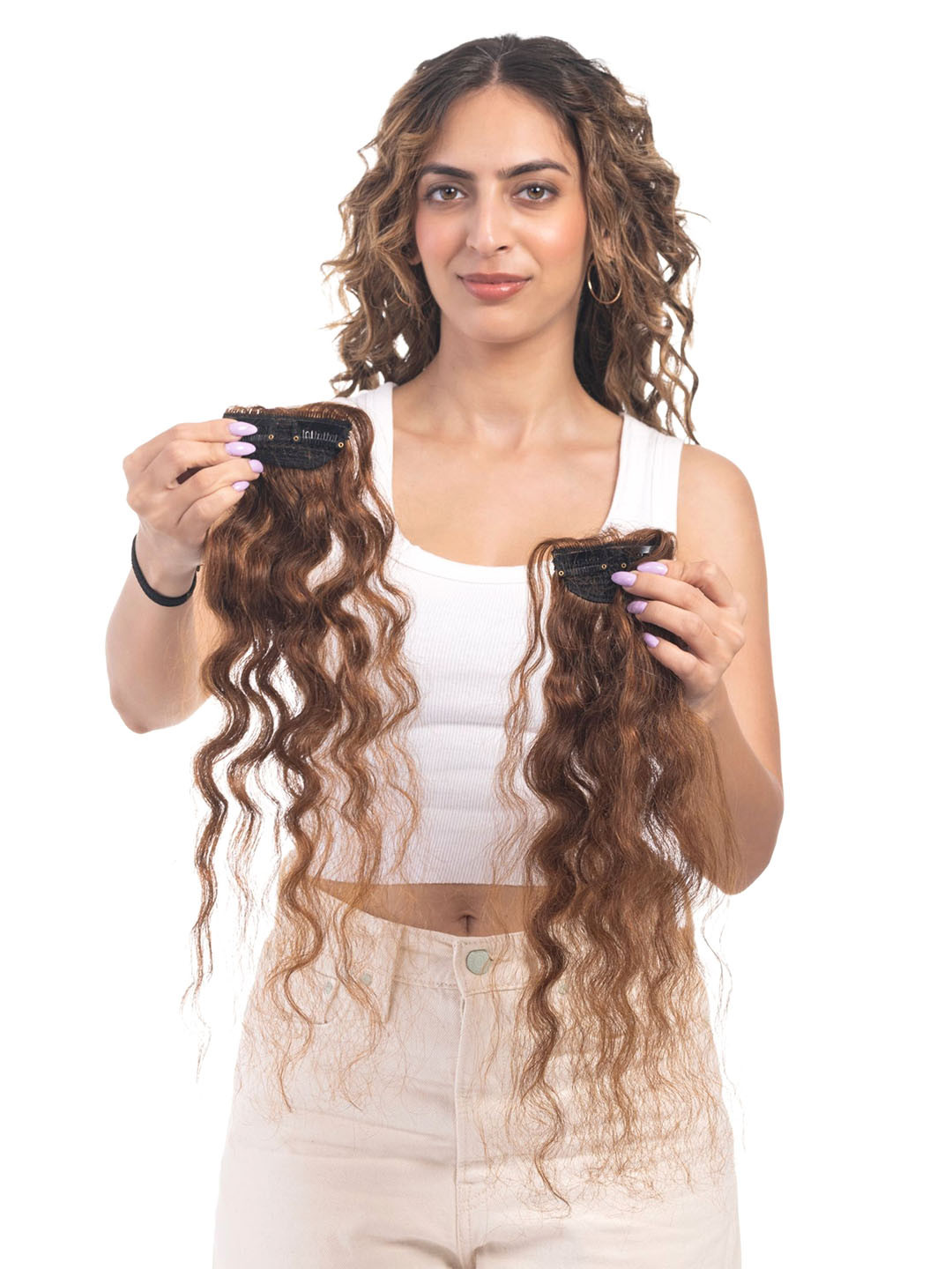 HAIRJOY Set Of 2 Clip In Curly Locks Hair Extension - Light Golden Brown - 24 In